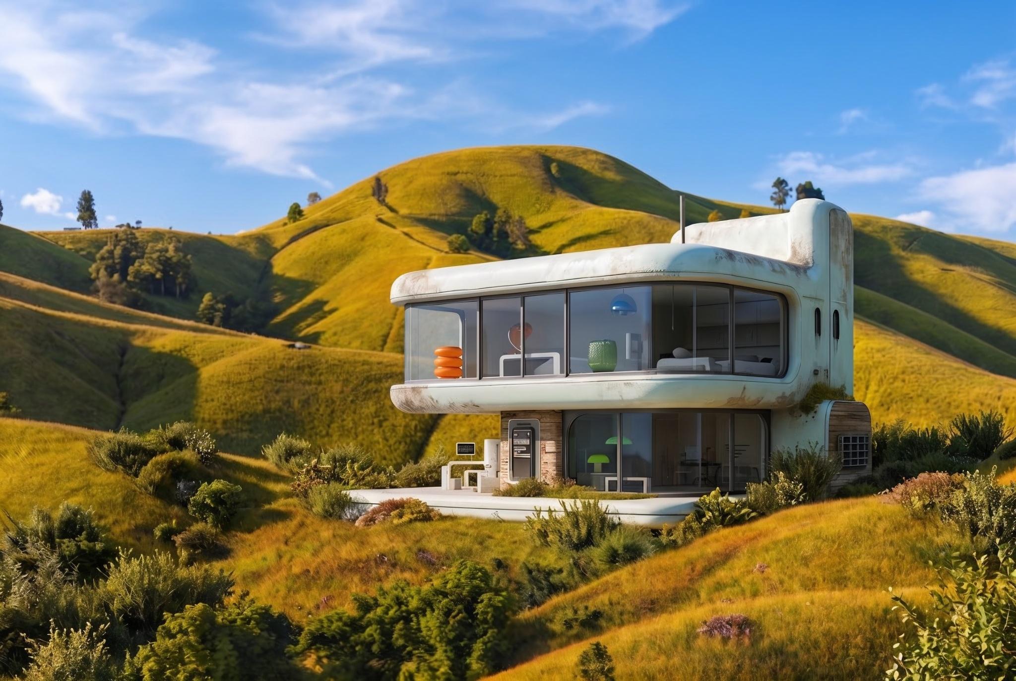 Minimalistisches Haus bei Tag